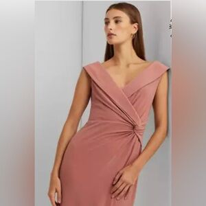 Lauren Ralph Lauren Pink Off-the-Shoulder Sheath Dress